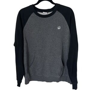 DC Shoe Co Mens Sweatshirt Gray‎ Black Colorblock Pocket Skater Size Medium